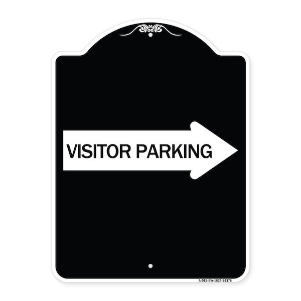 Visitor Parking With Right Arrow Heavy-Gauge Aluminum Architectural Sign, 24" x 18", BW-1824-24376